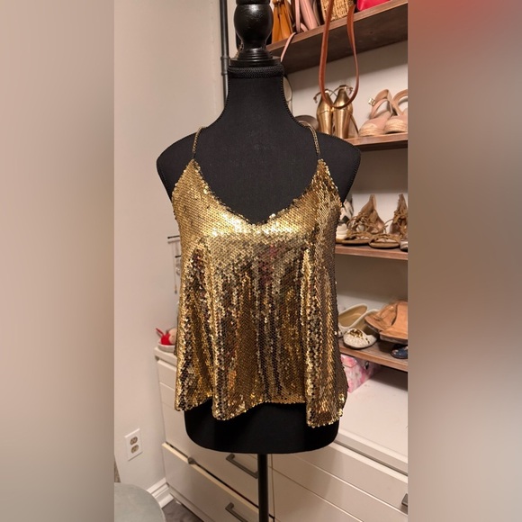 Gold Sequin Sleeveless Top - Picture 3 of 3